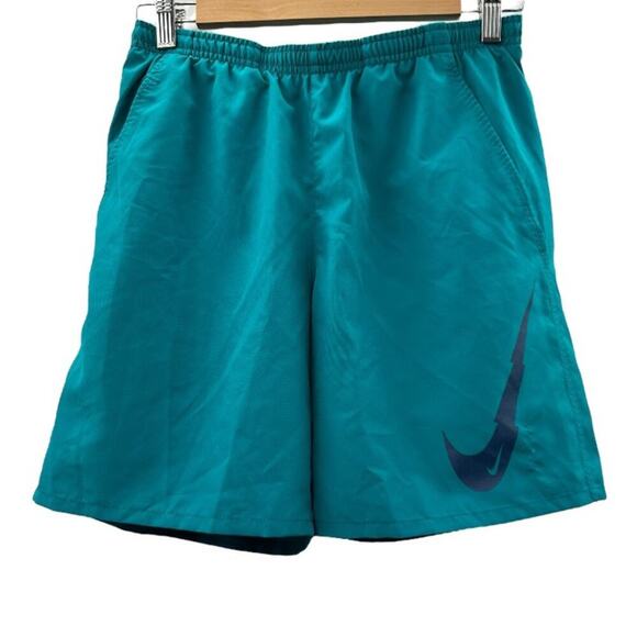 Nike Men's Teal Blue Large Swoosh Dri Fit Running‎ Activewear Shorts Size S - Picture 1 of 9